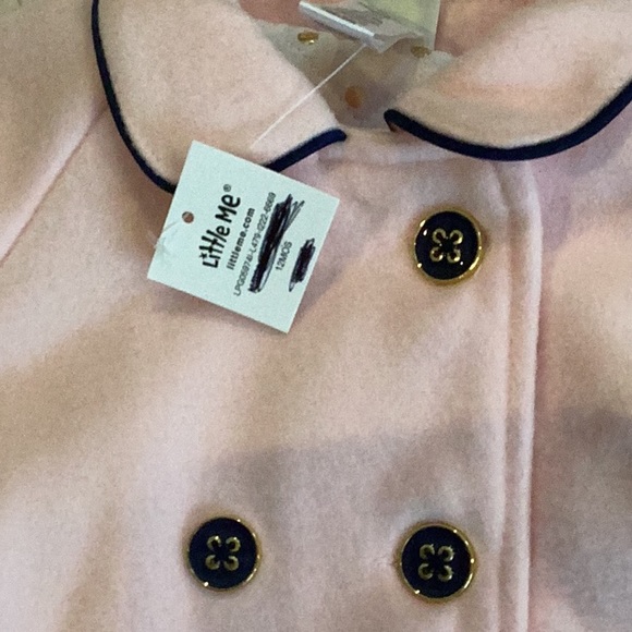 NWT LITTLE ME PINK GIRLS LINED PEACOAT SZ.12M - Picture 4 of 9